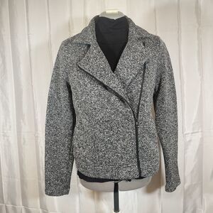 Banana Republic Women’s Asymmetric Zip Fleece Lined Sweater Jacket Heather Small